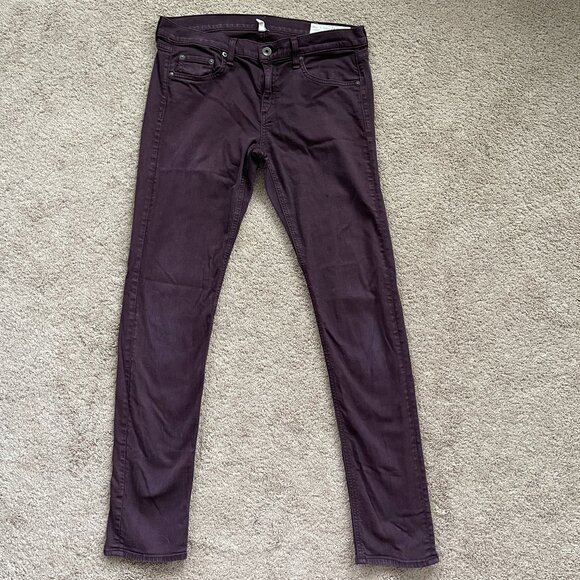 Rag&Bone The Dre Lo Rise Slim Leg Boyfriend Jean Aged Wine Burgundy Womens 28 - Picture 1 of 10